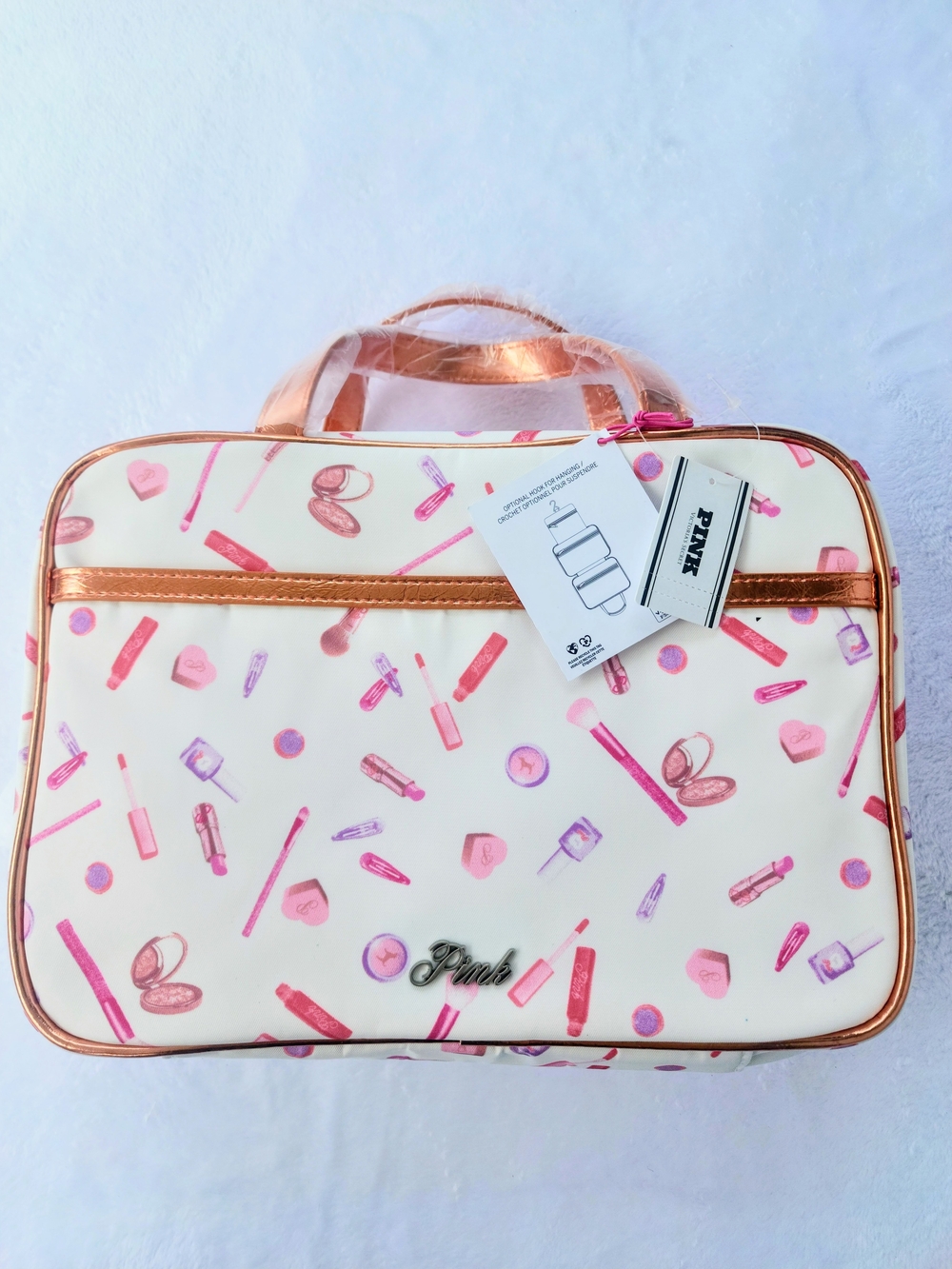 PINK Victoria's Secret Cosmetic Train Case with Makeup Print
